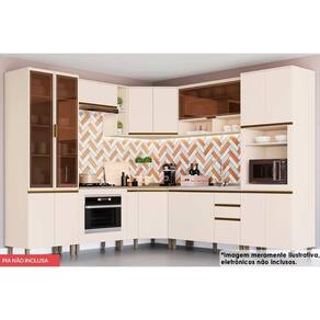 Cozinha Modulada Henn Connect 12 Peças (4Aéreos+4Balcões+2Paneleiro+2Complementos) C5P78 Off White-Henn