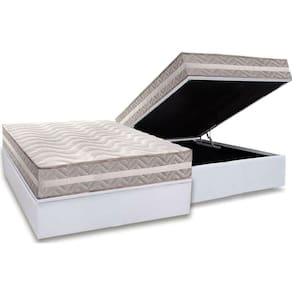 Conjunto Box Baú Casal: Colchão Molas Paropas D33 D45/ Pro Sono Double Face Prata + Base CRC Courano White (138x188)
