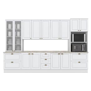 Cozinha Modulada Henn Americana 8 Peças (2Aéreos+2Balcões+2Paneleiros+2Complementos) C5P50 Branco-Henn