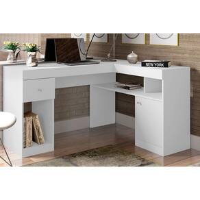 Mesa Computador Casal Nilo c/ 1 Porta e 1 Gaveta Branco - Caemmun