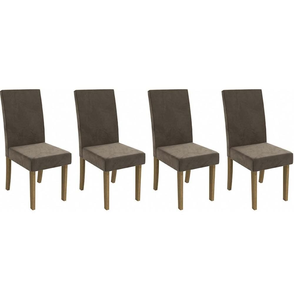 Kit 2 Cadeiras de Cozinha 2CAD131FR 4 Un Freijo/Suede Marrom A033 - Kappesberg