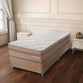 Cama Box Solteiro 88x188x58cm Molas Ensacadas Toronto Dourado/Bege