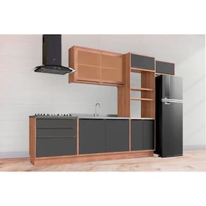 Kit Cozinha Modulada 6 Peças Versalis (2Aéreos+2Balcões+1TorreQuente+1Complemento) C6P191 Freijo/Grafite - Herval