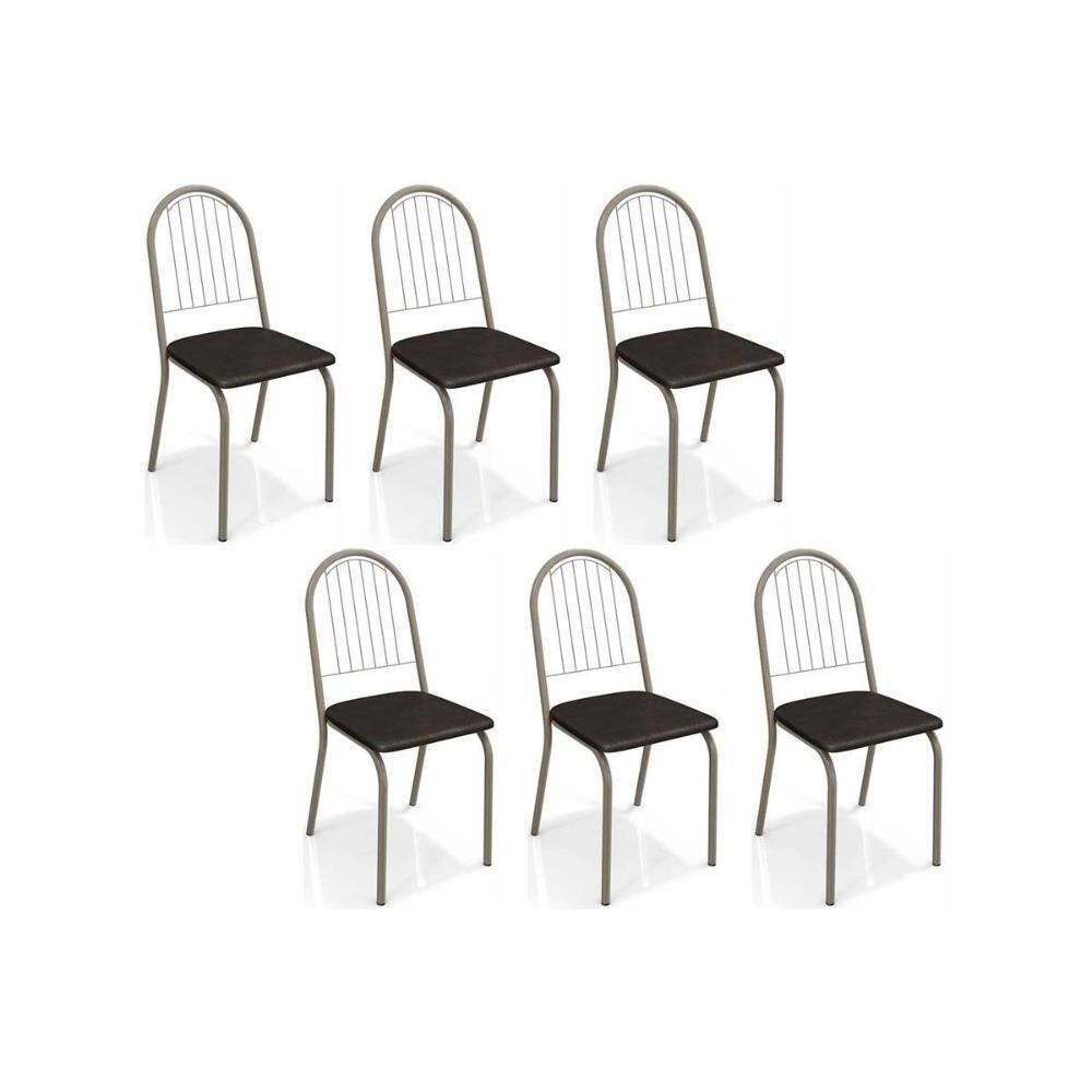 Kit 6 Cadeiras de Cozinha Noruega C077 6 Un Niquel/Preto - Kappesberg