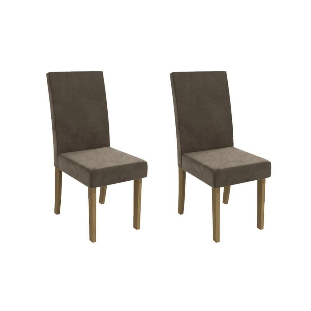 Kit 2 Cadeiras de Cozinha 2CAD131 2 Un Canela/Suede Marrom - Kappesberg