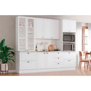 Kit de Cozinha Completa 4 Peças Americana (1Aéreo+1Balcão+2Paneleiros) C5P40 Branco - Henn