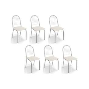 Kit 6 Cadeiras de Cozinha Noruega C077 6 Un Cromada/Branco 106 - Kappesberg