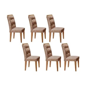 Kit 6 Cadeiras Sala Jantar Imperatriz 6 Un Casal - Suede Capuccino - Rufato