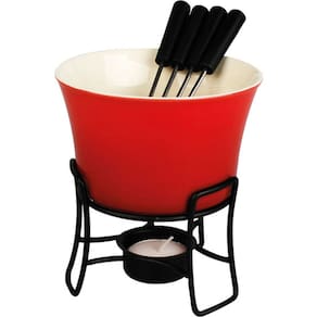 Conjunto Fondue Cerâmica Antiaderente 400ml Vermelho 6 Peças