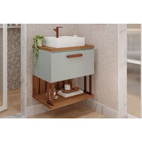 Bancada de Banheiro Balcão Duna 1 Porta c/ Cuba 60cm Pistache/Freijo - MGM