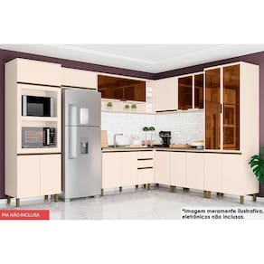 Cozinha Modulada Henn Connect 11 Peças (4Aéreos+3Balcões+2Paneleiros+2Complemento) C5P85 Off White-Henn