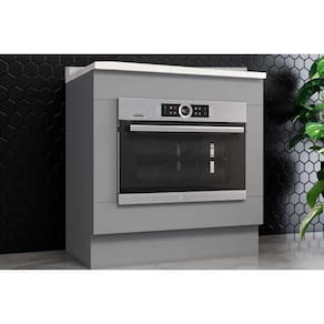Módulo Cozinha Henn Americana Balcão c/ Tampo p/ Forno de Embutir 80cm Cinza-Henn