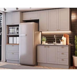 Kit Cozinha Modulada 4 Peças Americana (2Aéreos+1Balcão+1Paneleiro) s/Pia CZ150 Cinza - Henn