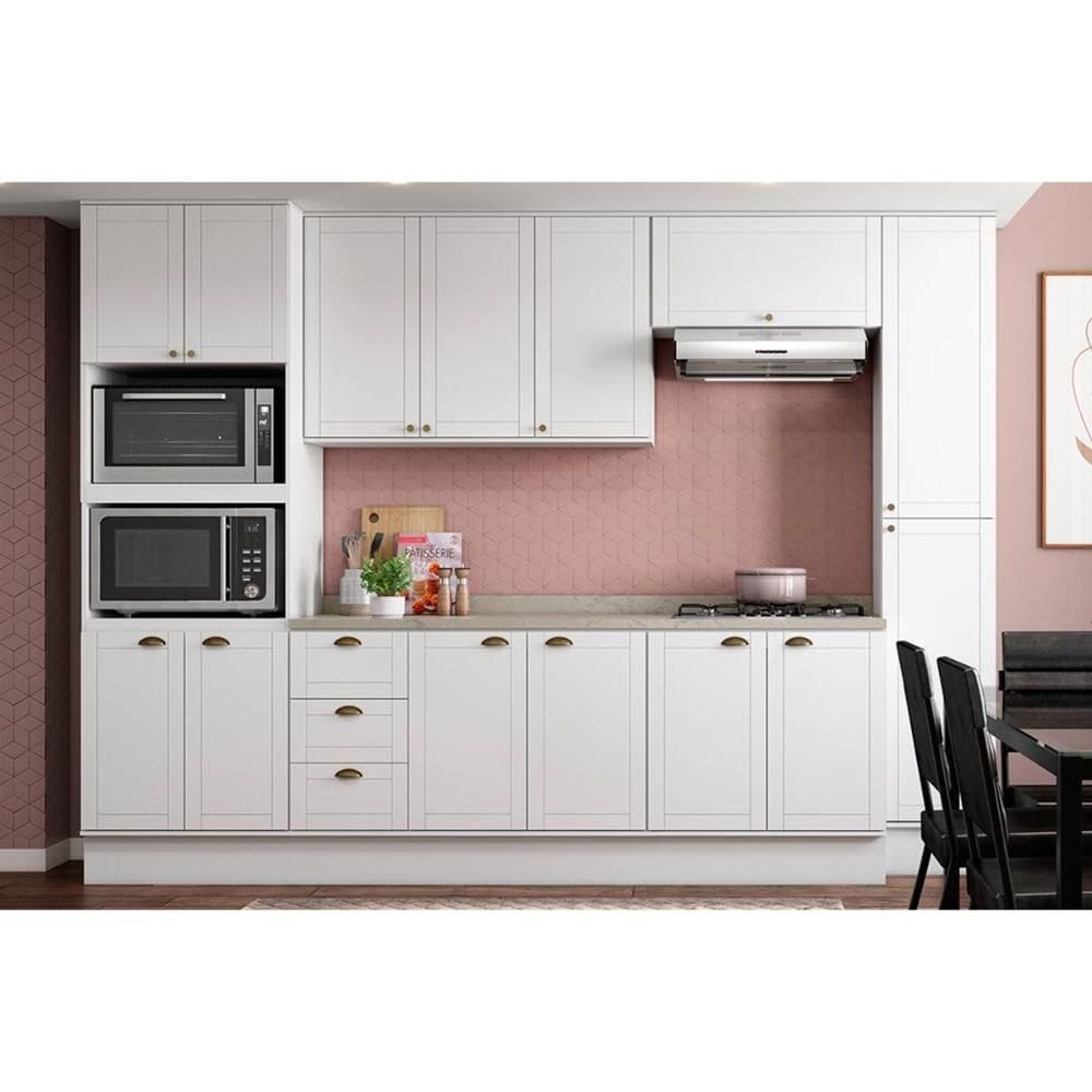 Kit de Cozinha Completa 7 Peças Bella (2Aéreos+2Balcões+3Complementos) C7P49 Branco - Carraro