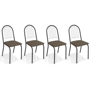 Kit 4 Cadeiras de Cozinha Noruega 2C077 4 Un Preto Fosco/Marrom 21 - Kappesberg