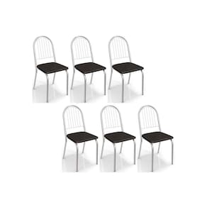 Kit 6 Cadeiras de Cozinha Noruega 2C077 6 Un Cromada/Preto 110 - Kappesberg