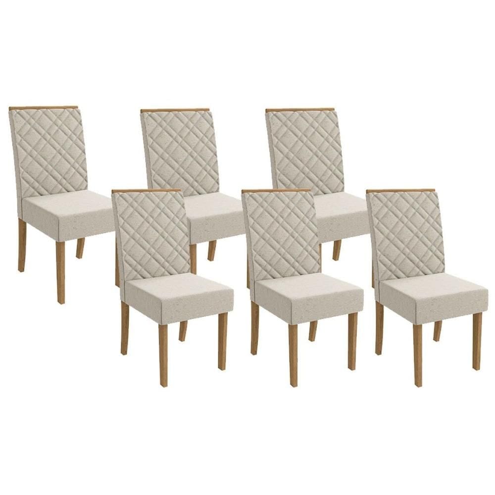 Kit 6 Cadeiras Sala Jantar 2CAD149FR 6 Un Freijó/Linho Caqui A040 - Kappesberg