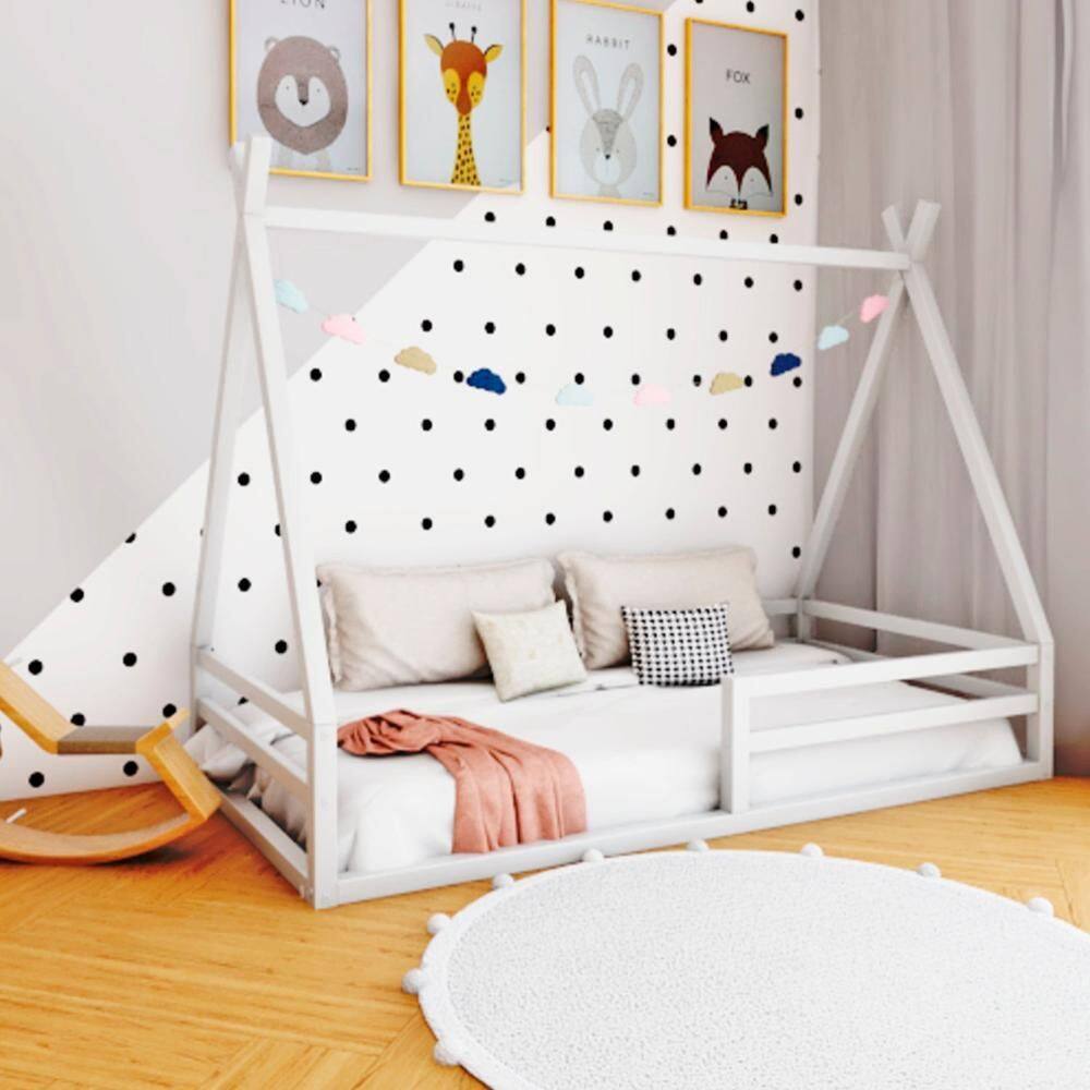 Cama Infantil Cabana Proteção Solteiro Ludika Mobilia Prata Fina