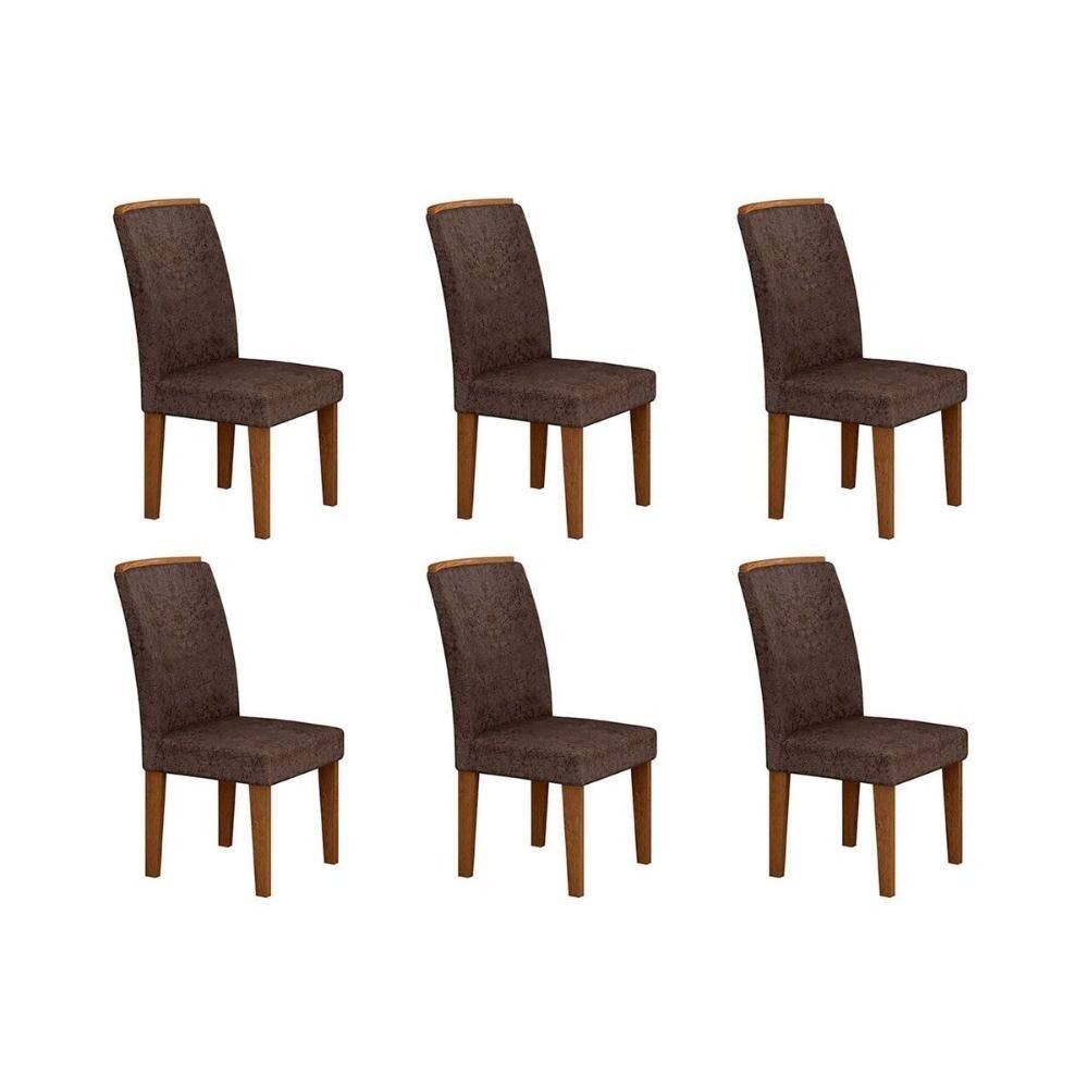 Kit 6 Cadeiras de Cozinha Lunara 6 Un Imbuia-Capuccino/Suede Capuccino - Rufato
