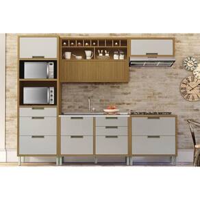 Kit de Cozinha Completa 5 Peças Imperatriz (2Balcões+2Aéreos+1Torre Quente) C6P46 Freijo/Off White - Nesher