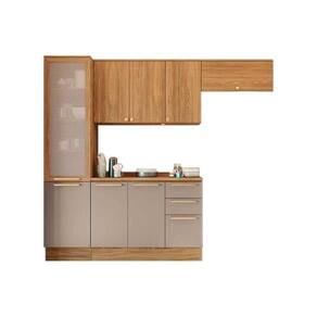 Kit de Cozinha Completa 5 Peças Botanic (2Aéreo+1Balcão+1Paneleiro+1Complemento) M659 Nogueira/Fendi - Kappesberg