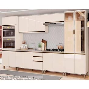 Cozinha Modulada Henn Connect 7 Peças (2Aéreos+2Balcões+2Paneleiros+1Complemento) C5P89 Off White-Henn