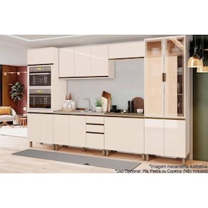Cozinha Modulada Henn Connect 7 Peças (2Aéreos+2Balcões+2Paneleiros+1Complemento) C5P96 Off White-Henn