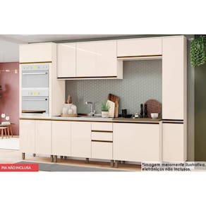 Cozinha Modulada Henn Connect 7 Peças (2Aéreos+2Balcões+2Paneleiros+1Complemento) C5P90 Off White-Henn