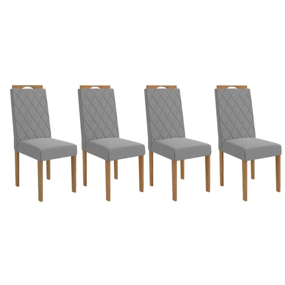 Kit 4 Cadeiras Sala Jantar 2CAD152EA 4 Un Eucalipto/Linho Cinza A056 - Kappesberg