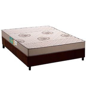 Cama Box Casal: Colchão Espuma D33 Polar Pérola Clean + Base CRC Suede Brown (138x188)