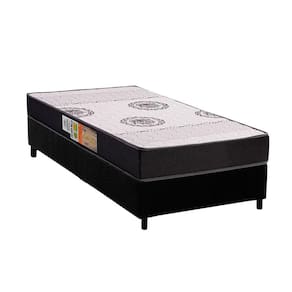 Cama Box Solteiro: Colchão Ortopédico Polar D28 Orthoface Black + Base CRC Suede Black (78x188)