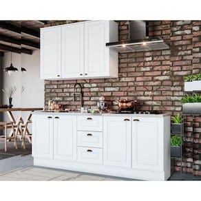 Kit de Cozinha Completa 4 Peças Americana (1Aéreo+2Balcões+1Complemento) s/Pia CZ126 Branco - Henn