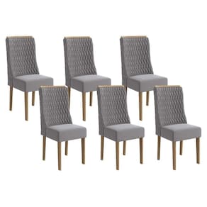 Kit 6 Cadeiras Sala Jantar 2CAD158NG 6 Un Nogueira/Suede Cinza Titanio A050 - Kappesberg