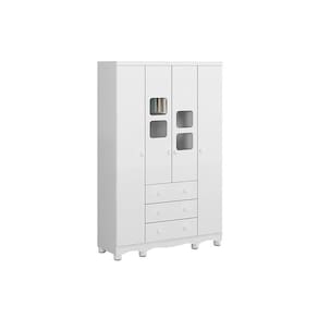 Guarda Roupa 4 Portas Uli c/ e 3 Gavetas Branco - Peroba