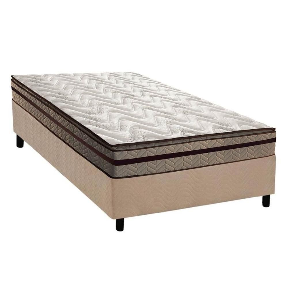 Cama Box Solteiro: Colchão Ortopédico Paropas D28 / Orthomedic Gold Plus Rústico Clean + Base CRC Suede Clean (88x188)
