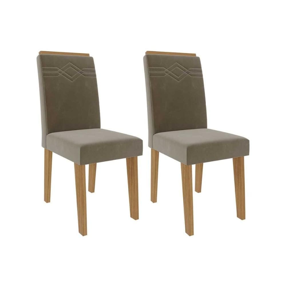 Kit 2 Cadeiras Sala Jantar Taís 2 Un Nature/Suede Joli Chocolate - Cimol