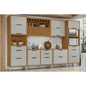 Kit 6 Cadeiras de Cozinha Imperatriz 6 Peças (2Aéreos+2Balcões+1Paneleiro) C6P48 Freijo/Off White - Nesher