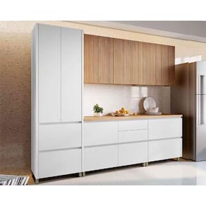 Kit de Cozinha Completa 5 Peças Rainha Gourmet (2Aéreos+2Balcões+1Paneleiro) C5P33 Branca/Nature - Nesher