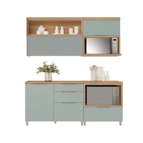 Kit Cozinha Modulada 4 Peças Marquesa (2Aéreos+2Balcões) C4P24 Nature/Verde - Nesher