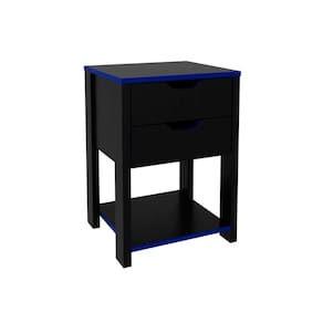Mesa de Cabeceira Solteiro Gamer ME4163 c/ 2 Gavetas Preto/Azul - Tecno Mobili