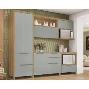 Kit de Cozinha Completa 5 Peças Marquesa (2Aéreos+2Balcões+1Paneleiro) C5P34 Nature/Verde - Nesher