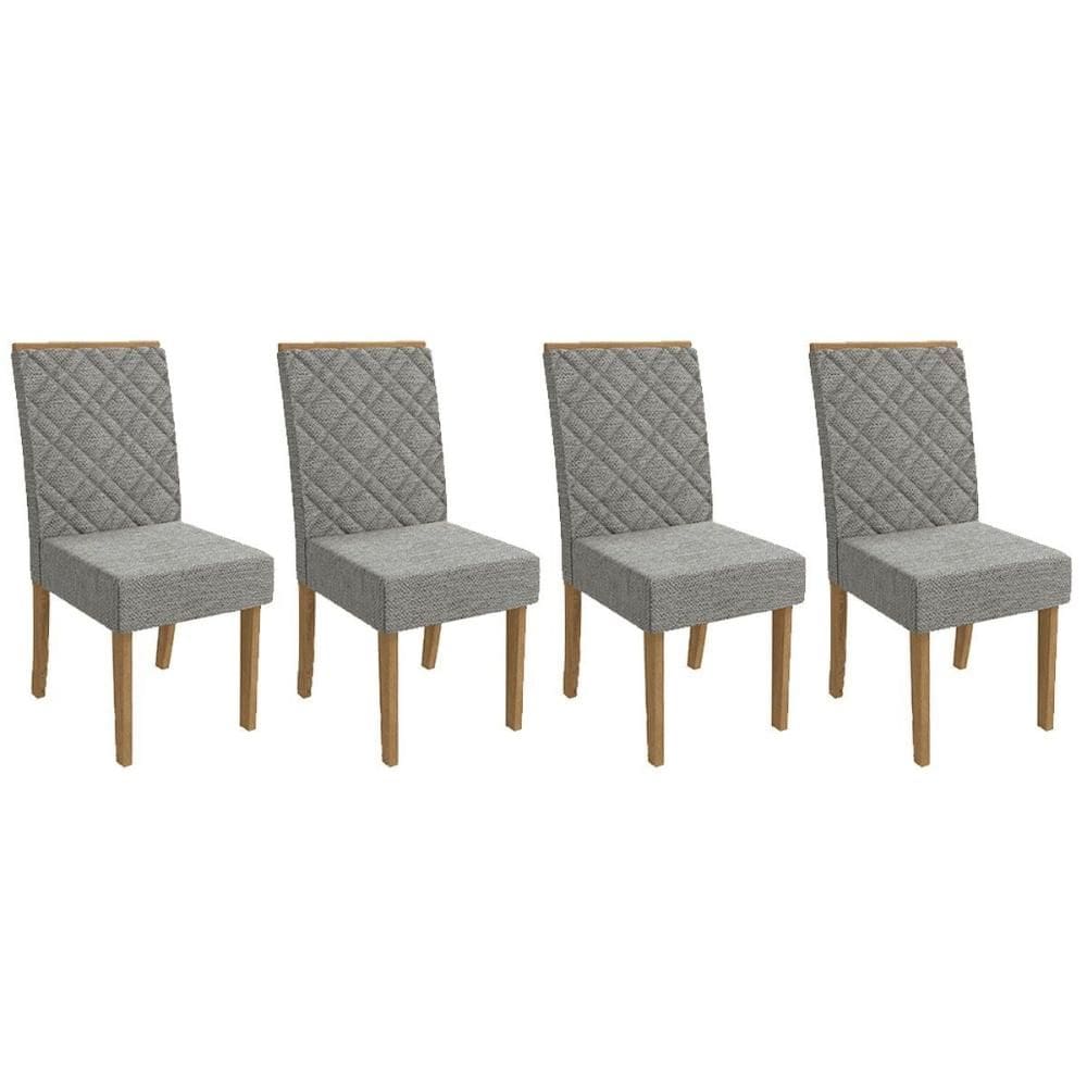 Kit 4 Cadeiras de Cozinha 2CAD149FR 4 Un Freijó /Linho Cinza Mesclado - Kappesberg