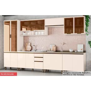 Cozinha Modulada Henn Connect 9 Peças (3Aéreos+3Balcões+1Paneleiro+2Complementos) C5P86 Off White-Henn