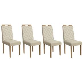 Kit 4 Cadeiras Sala Jantar 2CAD153EA 4 Un Eucalipto/Linho Bege A019 - Kappesberg