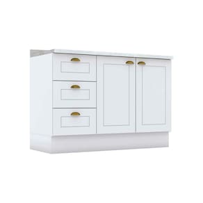 Gabinete de Cozinha Modulado Balcão p/ Pia c/ Tampo Americana c/ 2 Portas e 3 Gavetas 120cm Branco - Henn