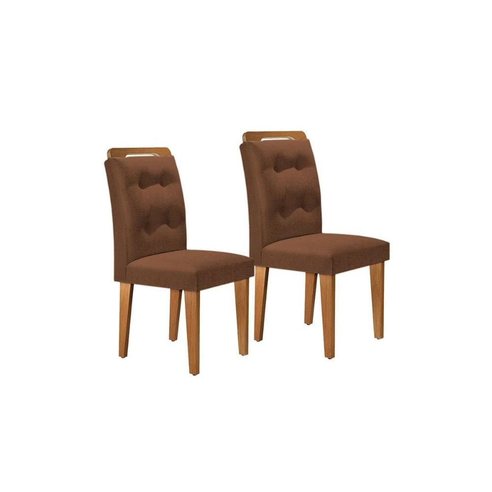 Kit 2 Cadeiras Sala Jantar Imperatriz 2 Un Madeira Capuccino/Suede Marrom - Rufato