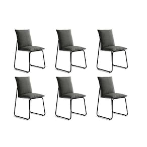 Kit 6 Cadeiras Sala Jantar Soft 1750 6 Uni Preto/Linho Grafite - Carraro