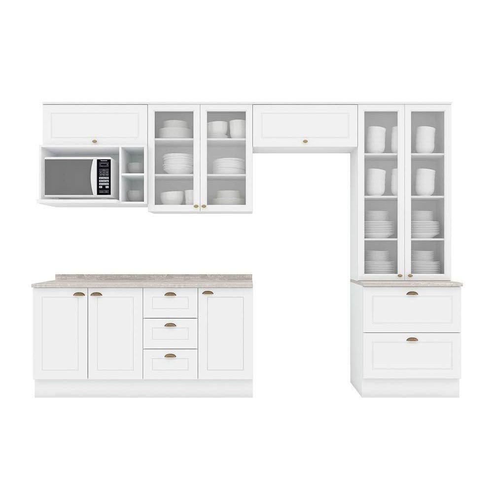 Cozinha Modulada Henn Americana 9 Peças (4Aéreos+2Balcões+1Paneleiro+2Complementos) C5P53 Branco-Henn