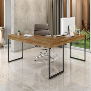 Mesa de Escritório em L Sevilha Nogal e Preta