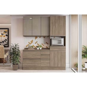 Módulo Cozinha Kappesberg Maxxi 4 Peças (1Aéreo+1Balcão+1Paneleiro+1Complemento) C4P27 Nogal-Kappesberg